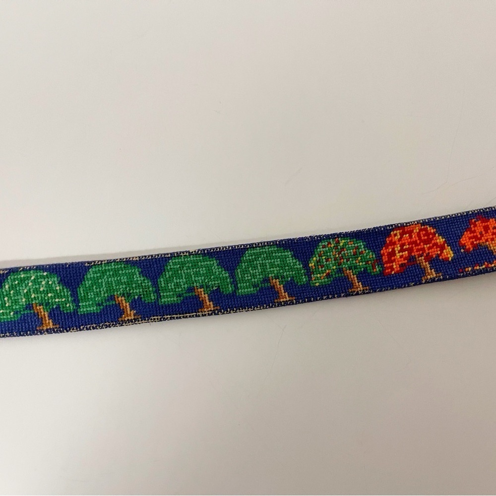 (sold) Smather's & Branson western needlepoint nature leather belt hand stitched - Picture 3 of 9